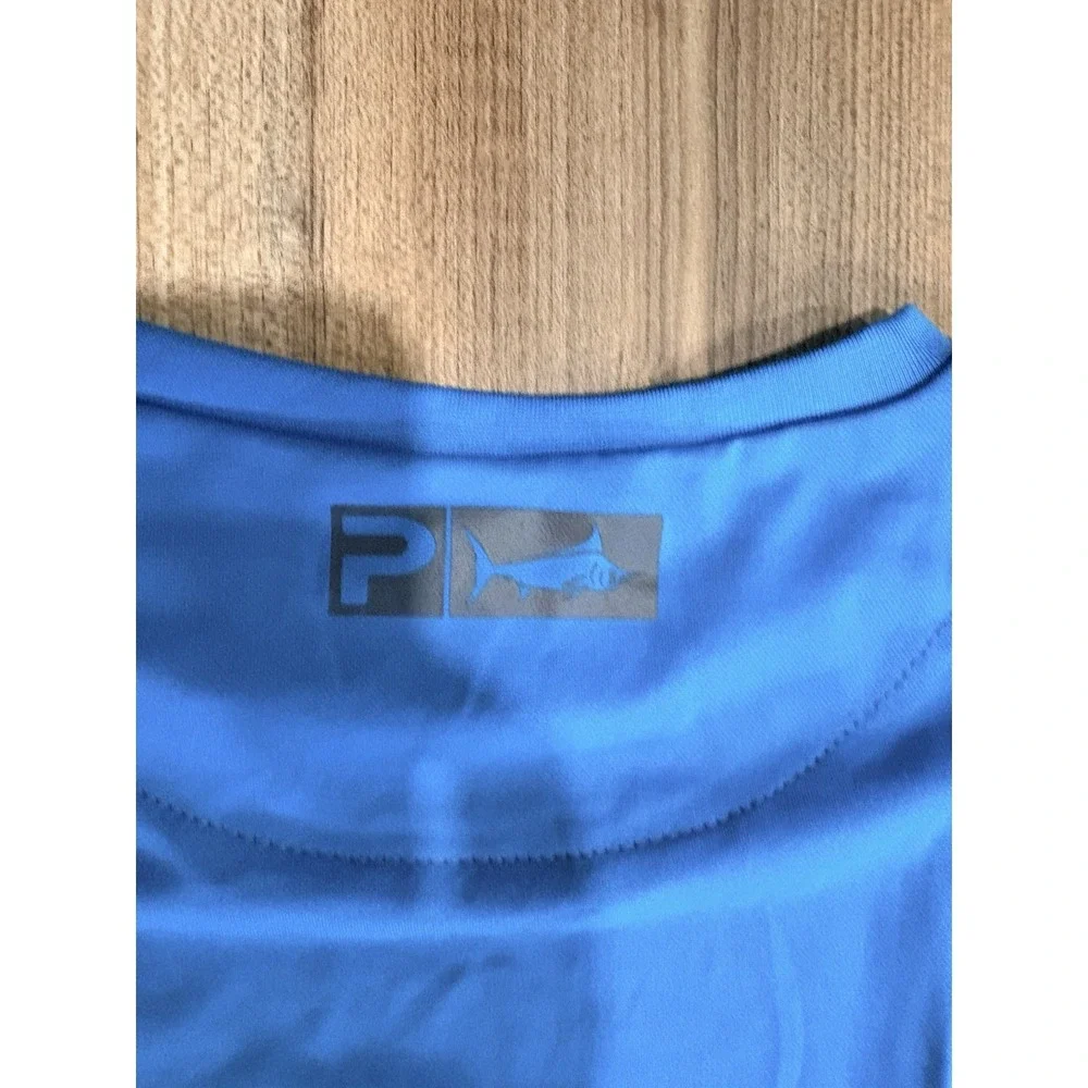 Pelagic AquaTek Fishing Offshore Gear Blue Men's Large Rash Guard Lightweight